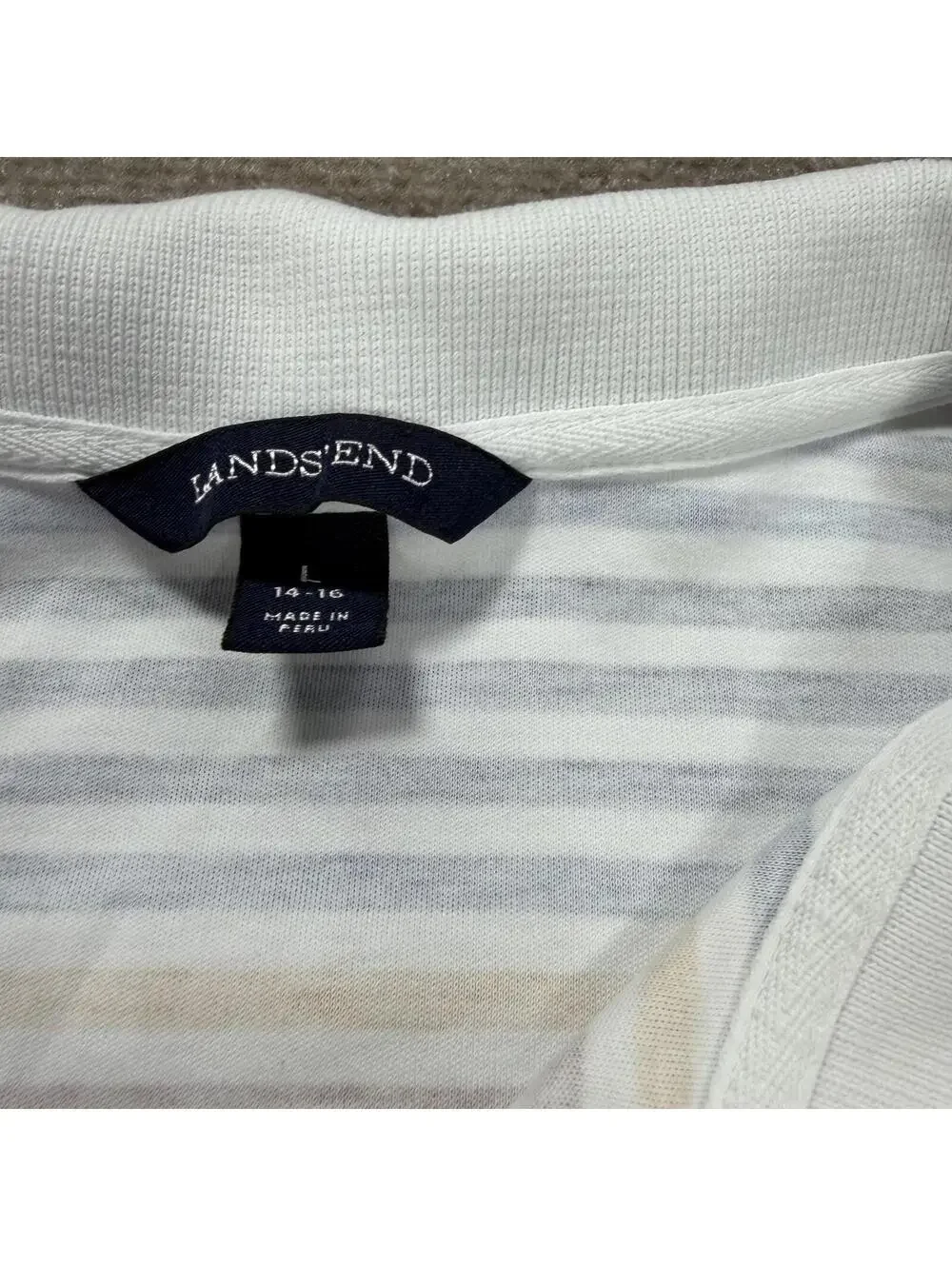 Lands' End Boys' Short Sleeve Pima Cotton Polo Shirt - Size L (14-16)